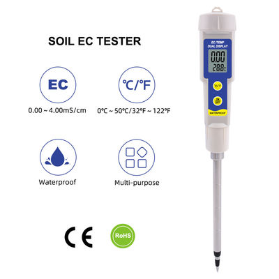 土壌EC温度テスター 2-in-1 防水メーター 0.00 - 4.00mS/cm範囲 庭/水耕栽培/植物用