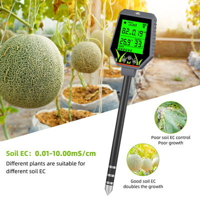 YIERYI 6 in 1 PH / EC / 湿度 / 太陽光 / 空気の湿度 デジタル土壌分析計