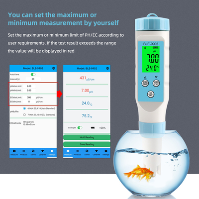 YierYi BLE-9902 デジタルpHメーター プール,魚タンク,水培システムにおけるEC,温度,pHのテストに最適