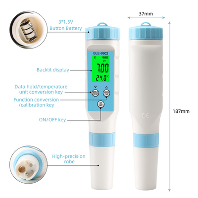 Yieryi BLE-9902 Bluetooth pH メーター プール,水族館,水培水質のための多機能EC&温度テスト
