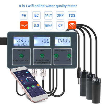 8-in-1 スマートWiFi水質検査器 リモートモニタリング 水族館,プール,ラボ,飲料水用に最適