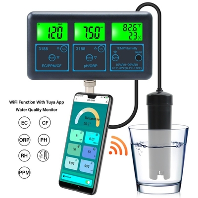 7in1 スマート水質モニター pH/EC/ORP/PPM/CF/TDS/水族館,水栽培,プール用温度