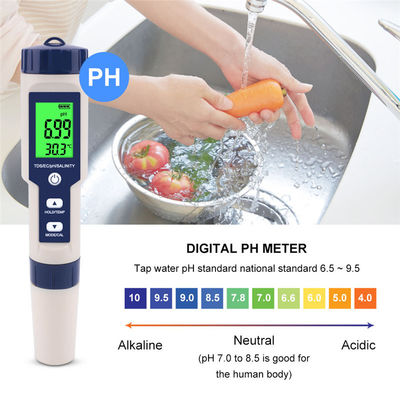 5-in-1 水質テスター - 家庭、水槽、研究室向け pH/TDS/EC/塩分/温度計