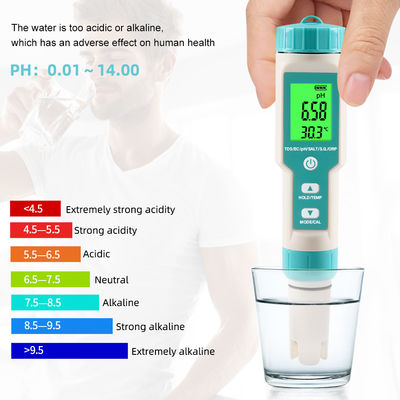 7-in-1 水質テスター EC/塩分/TDS/温度/pH/ORP/比重メーター 養殖場 家庭用ラボ向け