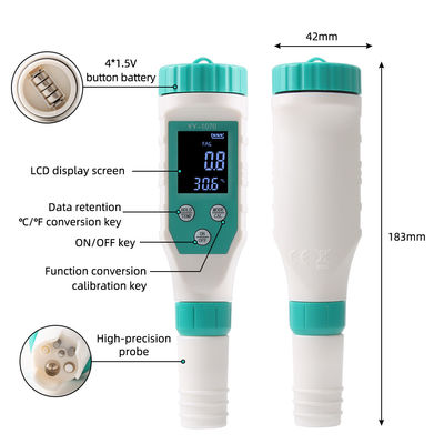 7-in-1 水質テスター - FAC/pH/ORP/塩分/TDS/EC/温度メーター、養殖、家庭 & 研究室向け