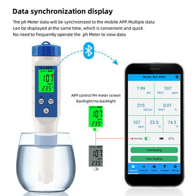 スマート5-in-1 Bluetooth水質テスター - 家庭、水産養殖、水耕栽培向けpH/TDS/EC/塩分/温度計