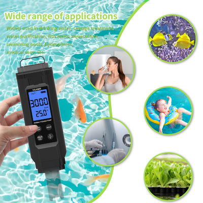 5-in-1 水質テスター - pH/塩分/TDS/EC/温度計、水槽、プール、家庭用