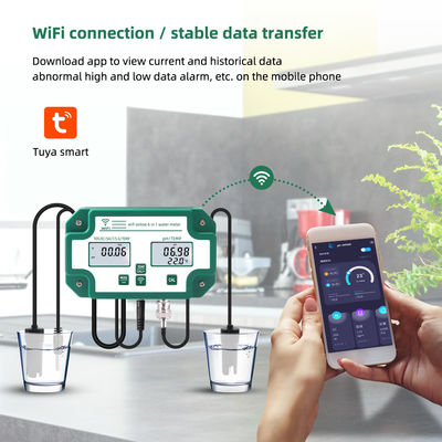 WiFi 対応 6 イン 1 水質テスト リモートモニター PH / TDS / EC / 塩 / S.G / テンプ 水族館プールラボ