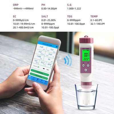 6対1のデジタル水質計 pH/EC/TDS/ORP/塩/温度の飲料水検査器