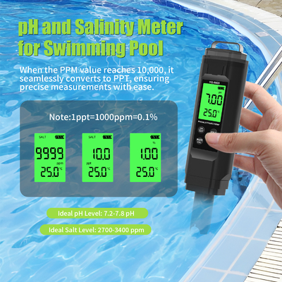 5-in-1デジタルメーター PH 塩分 溫度 TDS ECテスター バックライト付き 水質モニタリング用