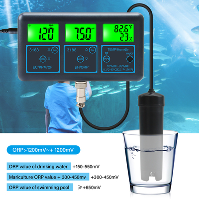 WiFi Tuyaアプリ デジタル多機能PHメーター 7-in-1 PH EC ORP TDS RH% CF 温度 オンラインテスター 水質アナライザー