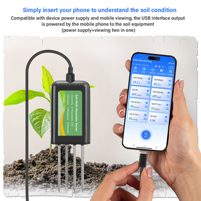 8-in-1 土壌センサー (Android用) NPK PH 水分 EC 塩分メーター
