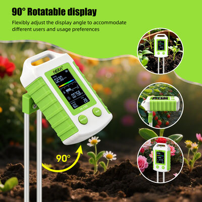 YIERYI 6-in-1 Soil Tester with 90° Rotatable Display for One-Step Operation - Measures pH, Fertility, Moisture, Light, Temperature, and Humidity