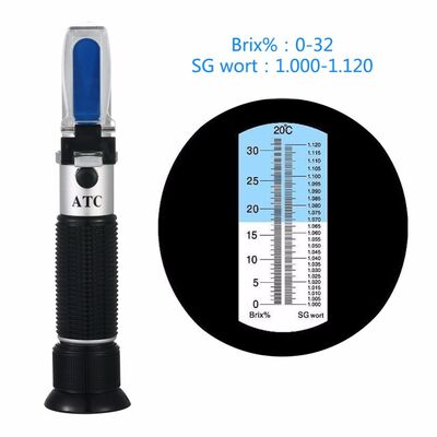 Handheld Brix Refractometer with 0-32% Brix Range and Automatic Temperature Compensation for Beer Wort SG Measurement