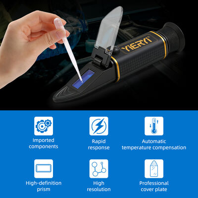 4-in-1 Multi-Fluid Hand Held Refractometer with ATC and High Accuracy ±0.2% for Glycol, Battery & Cleaning Fluids