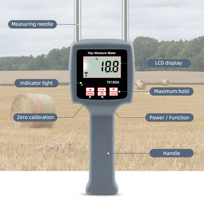 TK100H Portable Digital Hay Moisture Meter with High Precision and Stainless Steel Construction for Agriculture and Industrial Use