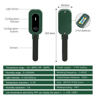 Tuya ZigBee 3.0 Wireless Soil Sensor with 3-in-1 Detection for Moisture Temperature Light and IP67 Waterproof Rating