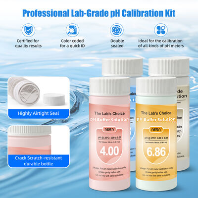 Lab-Grade pH Meter Calibration Kit with Airtight Sealed Color-Coded Beakers for Accurate pH Testing