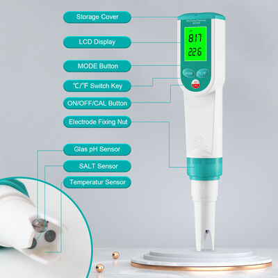 防水デジタル塩分計＆pHメーター HD大画面ディスプレイ 0-100%塩分範囲