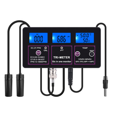 液晶ディスプレイとPH TDS EC CF RH TEMPの自動温度補償を備えた6 in 1 水質検査器