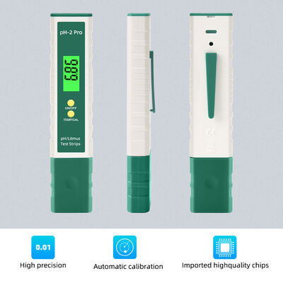 PH-2 Pro pH Meter with Backlit LCD Display Automatic Temperature Compensation and Power-off Data Storage for Water Quality Testing
