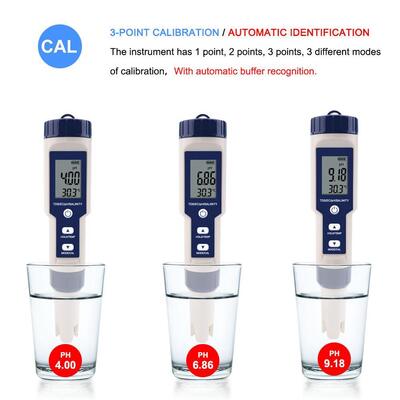 5 in 1 Functionality Digital Water Tester with IP67 Waterproof and Automatic Temperature Compensation for Pools and Aquariums