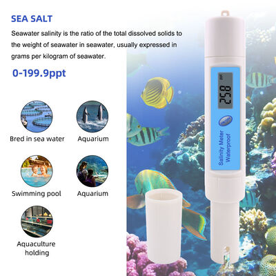 Waterproof Digital Salinity Meter with 0~199.9ppt Measurement Range and 0~50℃ Temperature Compensation