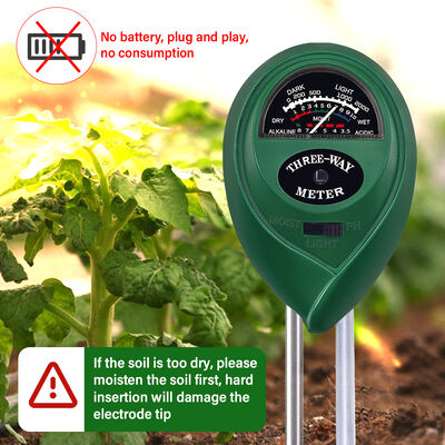 3-in-1 Soil Meter Moisture PH Light No Battery Required Dual-Probe Soil Tester For Indoor / Outdoor Plants Garden Lawn Farm