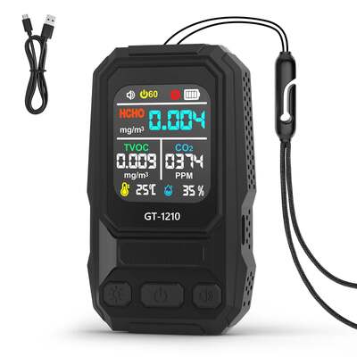 5‐in‐1 HCHO TVOC CO Temp 空気湿度気質ガス検出器