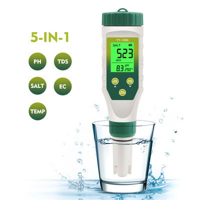 5-in-1 水質テスター - 養殖、飲料水、研究室向け pH/TDS/EC/塩分/温度計