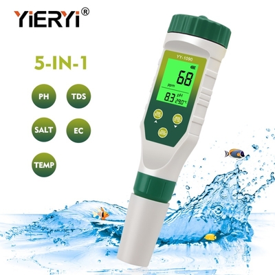 5in1 多パラメータ PH メーター バックライト付き 実験用水族館 PH TDS 塩分 EC 温度計