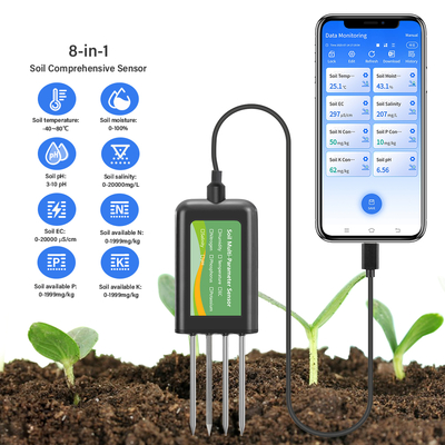 8-in-1 土壌センサー (Android用) NPK PH 水分 EC 塩分メーター
