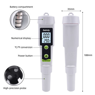 高精度デジタル塩分測定器,LEDディスプレイ,飲料水,海水,プール用 0~199.9ppt 測定範囲