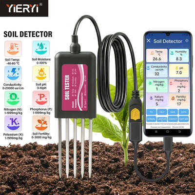 YIERYI 8-in-1 USB 土壌テスター Android HarmonyOS対応 リアルタイム監視 pH Moisture NPK EC 温度 肥沃度センサー